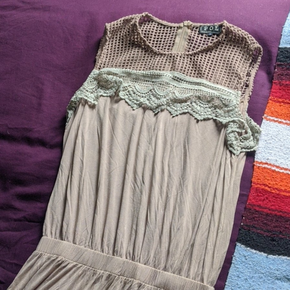 Mauve Light Pink Maxi Dress with Lace Accents - M - Picture 5 of 11